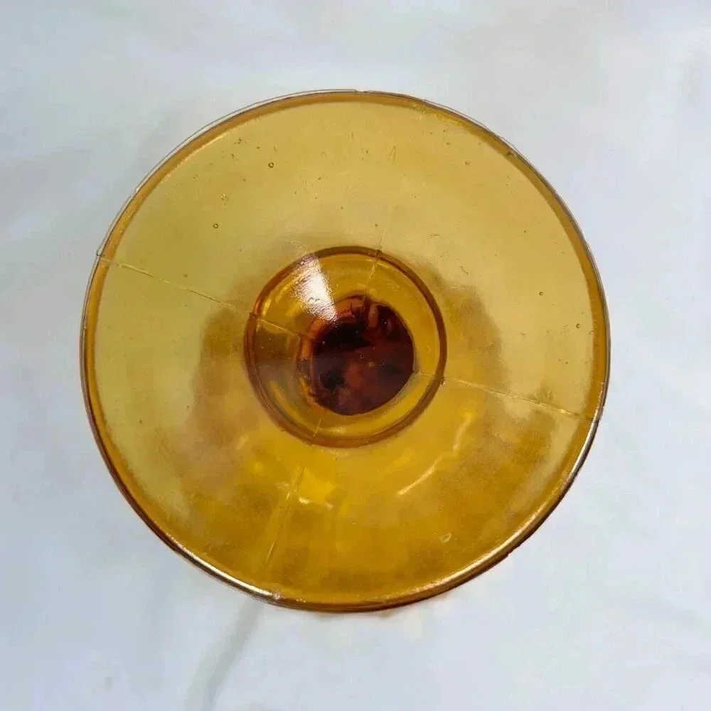 Vintage Amber Orange Indiana Glass Lotus Flower Compote Dish
